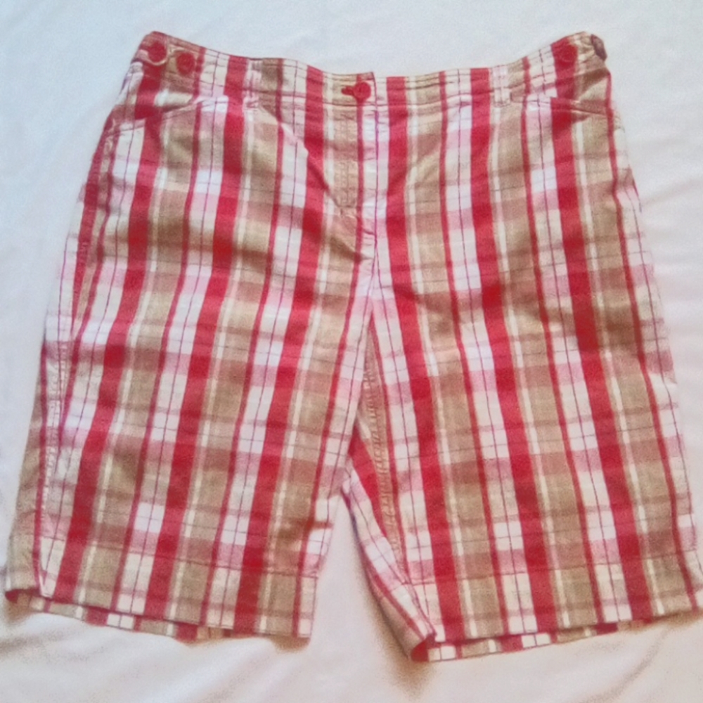 Stretch Jone y2k New York Plaid Sport Women Bohemian Short Pant Size 14